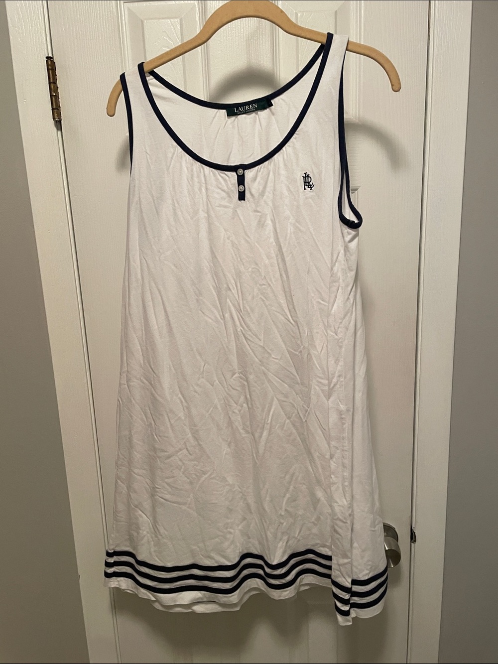 Lauren Ralph Lauren White Dress with Navy Trim